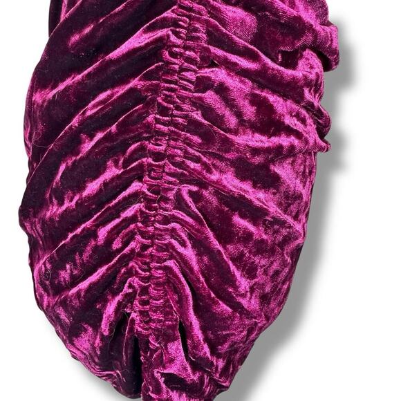 Live To Be Spoiled Burgundy Crushed Velvet Body Con Dress Ruched Side Sz L NWOT - Picture 4 of 7